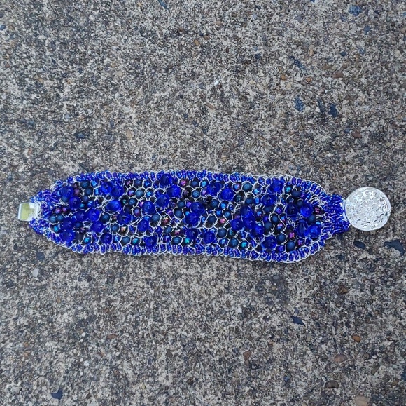 Blue Crocheted Bracelet - Picture 3 of 6